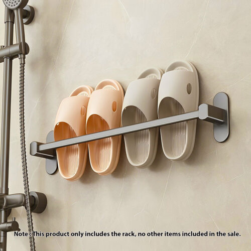 49cm Wall-Mounted Slipper Organiser Adhesive Storage Space-Saving Wall Rack - Image 2