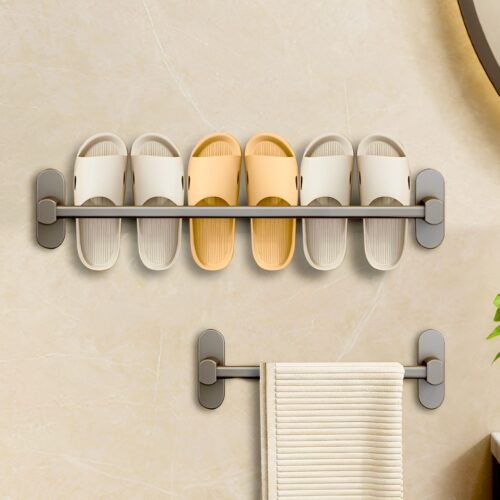 69cm Wall-Mounted Slipper Organiser Adhesive Storage Space-Saving Wall Rack - Image 3