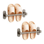 2x 29cm Wall-Mounted Slipper Organiser Adhesive Storage Space-Saving Wall Rack