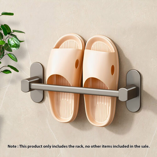2x 29cm Wall-Mounted Slipper Organiser Adhesive Storage Space-Saving Wall Rack - Image 2