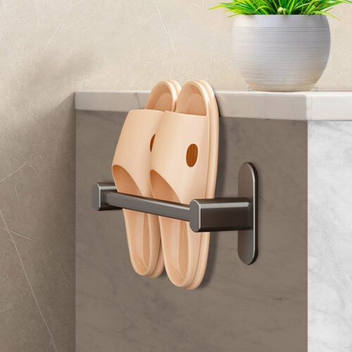 2x 29cm Wall-Mounted Slipper Organiser Adhesive Storage Space-Saving Wall Rack - Image 3