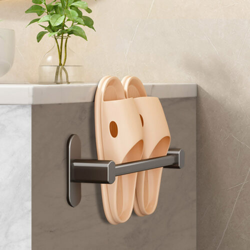 2x 29cm Wall-Mounted Slipper Organiser Adhesive Storage Space-Saving Wall Rack - Image 5