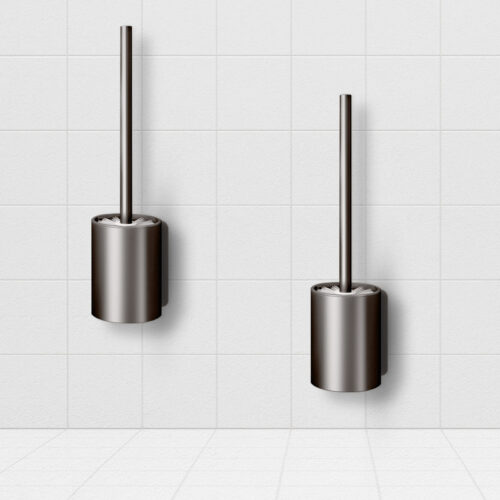2x 27cm Wall-Mounted Toilet Brush with Holder Bathroom Cleaning Scrub Dark Grey