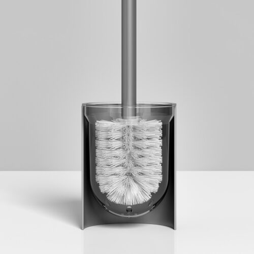 2x 27cm Wall-Mounted Toilet Brush with Holder Bathroom Cleaning Scrub Dark Grey - Image 7