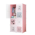 8 Cubes Pink Portable Wardrobe Divide-Grid Modular Storage Organiser Folding Closet
