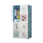 8 Cubes Blue Portable Wardrobe Divide-Grid Modular Storage Organiser Folding Closet