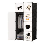 8 Cubes Black Portable Wardrobe Divide-Grid Modular Storage Organiser Folding Closet