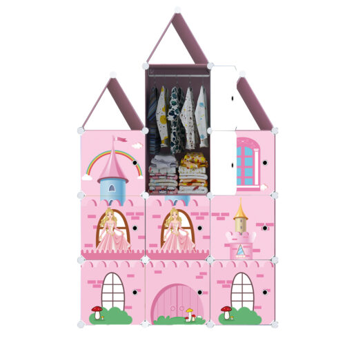 10 Cubes DIY Castle Print Portable Wardrobe Divide-Grid Modular Storage Organiser Folding Closet