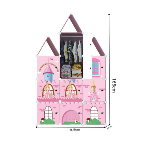 10 Cubes DIY Castle Print Portable Wardrobe Divide-Grid Modular Storage Organiser Folding Closet - Image 4