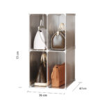 2 Tier PP Plastic Bag Box Portable Cubby DIY Storage Shelves Stackable Handbag Purse Organiser