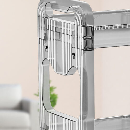 38x24cm Clear 3 Tier Bookshelf Cosmetic Storage Organizer Trolley Rack - Image 6