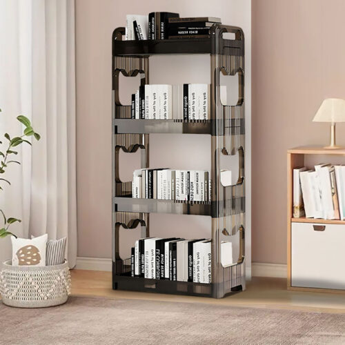 38x24cm Black 3 Tier Bookshelf Cosmetic Storage Organizer Trolley Rack - Image 2