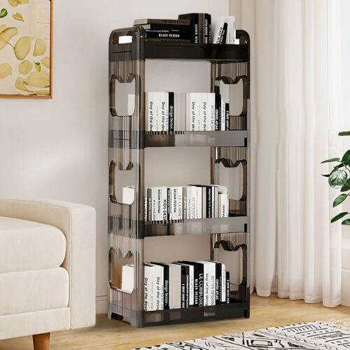 38x24cm Black 3 Tier Bookshelf Cosmetic Storage Organizer Trolley Rack - Image 3