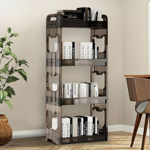 38x24cm Black 3 Tier Bookshelf Cosmetic Storage Organizer Trolley Rack - Image 4
