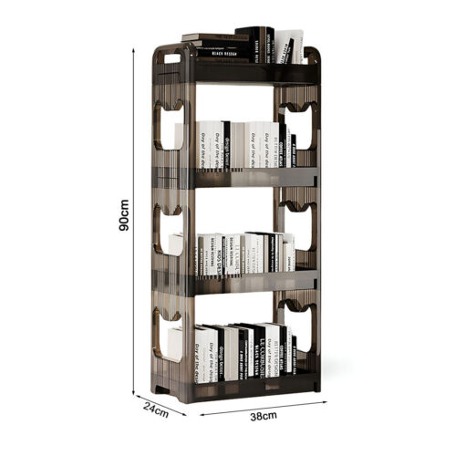 38x24cm Black 3 Tier Bookshelf Cosmetic Storage Organizer Trolley Rack - Image 5