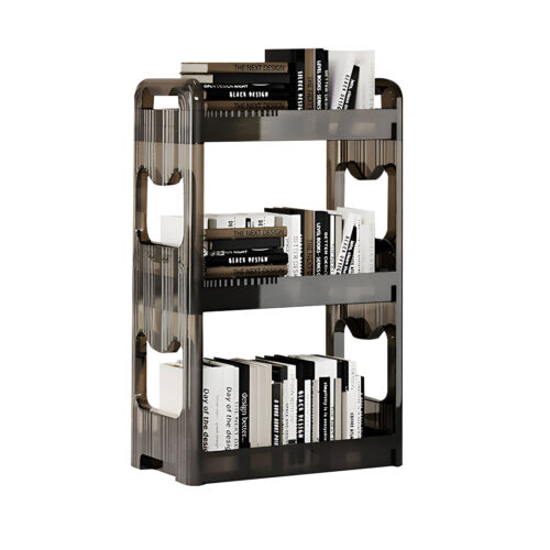 38x24cm Clear 4 Tier Bookshelf Cosmetic Storage Organizer Trolley Rack