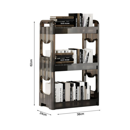 38x24cm Clear 4 Tier Bookshelf Cosmetic Storage Organizer Trolley Rack - Image 5