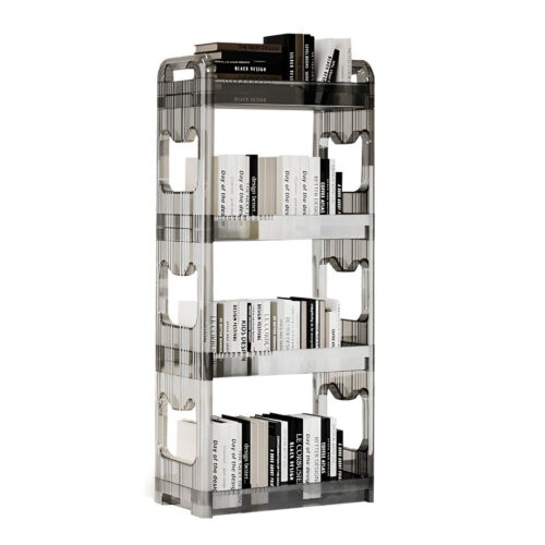 38x24cm Clear 3 Tier Bookshelf Cosmetic Storage Organizer Trolley Rack
