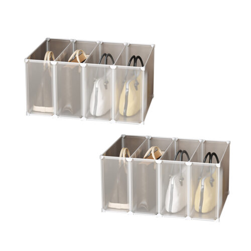 2x 1 Tier PP Plastic Bag Box Portable Cubby DIY Storage Shelves Stackable Handbag Purse Organiser