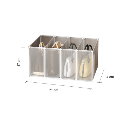 2x 1 Tier PP Plastic Bag Box Portable Cubby DIY Storage Shelves Stackable Handbag Purse Organiser - Image 4