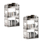 2x 38x24cm Clear 3 Tier Bookshelf Cosmetic Storage Organizer Trolley Rack