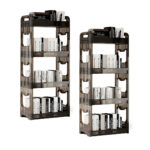 2x 38x24cm Black 3 Tier Bookshelf Cosmetic Storage Organizer Trolley Rack