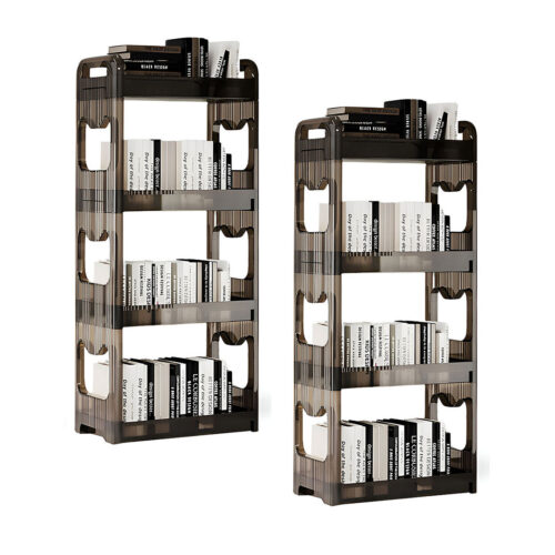 2x 38x24cm Black 3 Tier Bookshelf Cosmetic Storage Organizer Trolley Rack