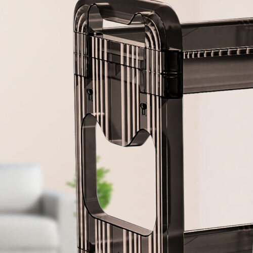 2x 38x24cm Clear 4 Tier Bookshelf Cosmetic Storage Organizer Trolley Rack - Image 6