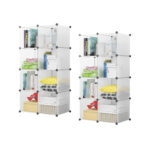 2x 8-Cube Transparent Shelf Box Portable Cubby DIY Storage Shelves Modular Closet Organiser