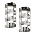 2x 38x24cm Clear 3 Tier Bookshelf Cosmetic Storage Organizer Trolley Rack