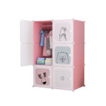 6 Cubes Pink Portable Wardrobe Divide-Grid Modular Storage Organiser Folding Closet