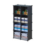 4 Tier 8-Cube Black Portable Wardrobe Divide-Grid Modular Storage Organiser Folding Closet