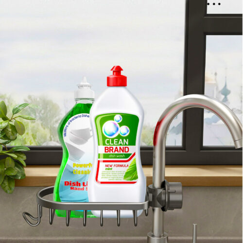 Dark Grey Single Kitchen Sink Organiser Faucet Soap Sponge Caddy Rack Storage Drainer - Image 3