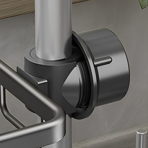 Dark Grey Single Kitchen Sink Organiser Faucet Soap Sponge Caddy Rack Storage Drainer - Image 7