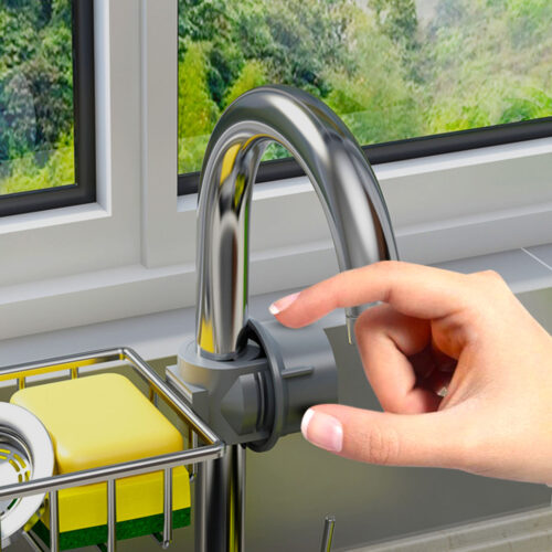Silver Single Kitchen Sink Organiser Faucet Soap Sponge Caddy Rack Storage Drainer - Image 5