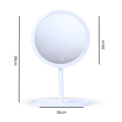 26cm White Round Smart LED Makeup Bedroom Table Vanity Mirror Multi Colour 5x Magnification - Image 2