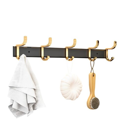41cm Wall Mounted Towel Rack Space-Saving Hanger Organiser with Durable Hooks