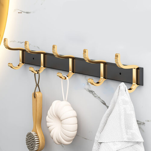 41cm Wall Mounted Towel Rack Space-Saving Hanger Organiser with Durable Hooks - Image 4