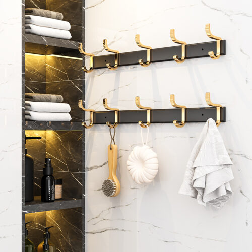 41cm Wall Mounted Towel Rack Space-Saving Hanger Organiser with Durable Hooks - Image 6