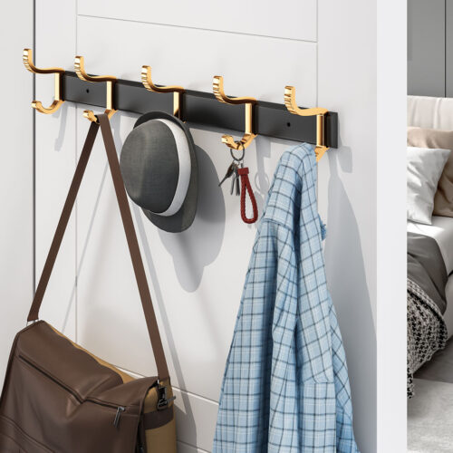 41cm Wall Mounted Towel Rack Space-Saving Hanger Organiser with Durable Hooks - Image 7