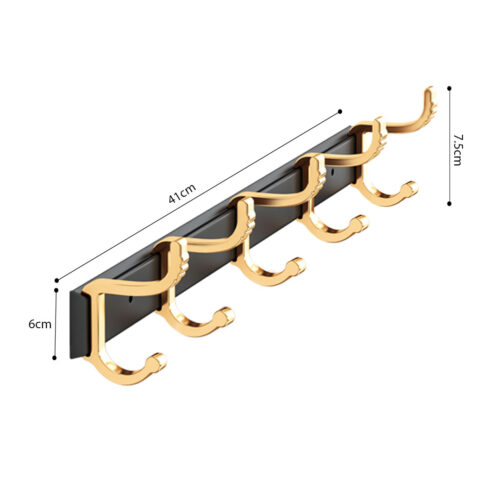 41cm Wall Mounted Towel Rack Space-Saving Hanger Organiser with Durable Hooks - Image 8