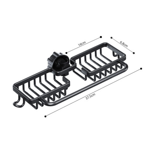 Black Kitchen Sink Organiser Faucet Soap Sponge Caddy Rack Drainer with Towel Bar Holder - Image 6