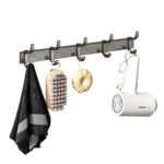 37cm Wall Mounted Towel Rack Space-Saving Hanger Organiser with Durable Hooks