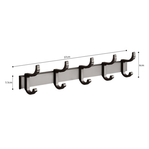 37cm Wall Mounted Towel Rack Space-Saving Hanger Organiser with Durable Hooks - Image 6