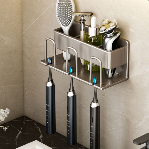 21cm Wall-Mounted Bathroom Storage Organiser Shelf Rack - Image 2