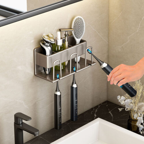 21cm Wall-Mounted Bathroom Storage Organiser Shelf Rack - Image 3