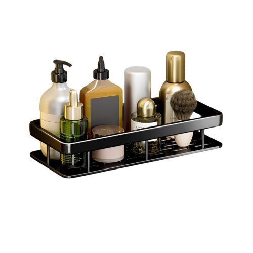 Black Wall-Mounted Bathroom Storage Organiser Shelf Rack
