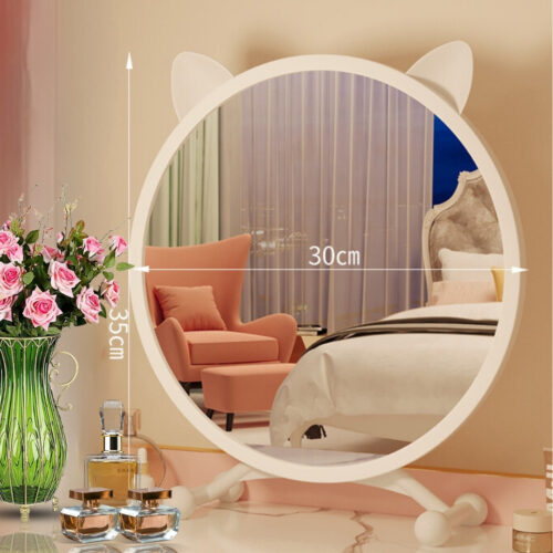 30cm White Smart Makeup Bedroom Table Mirror Cat Ear - Image 4