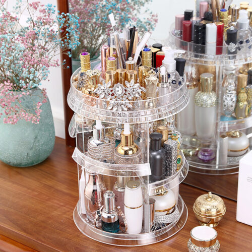 360 Degree Rotating Makeup Organiser Cosmetics Holder Display Stand Decor - Image 6