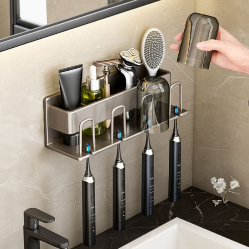 27cm Wall-Mounted Bathroom Storage Organiser Shelf Rack - Image 5